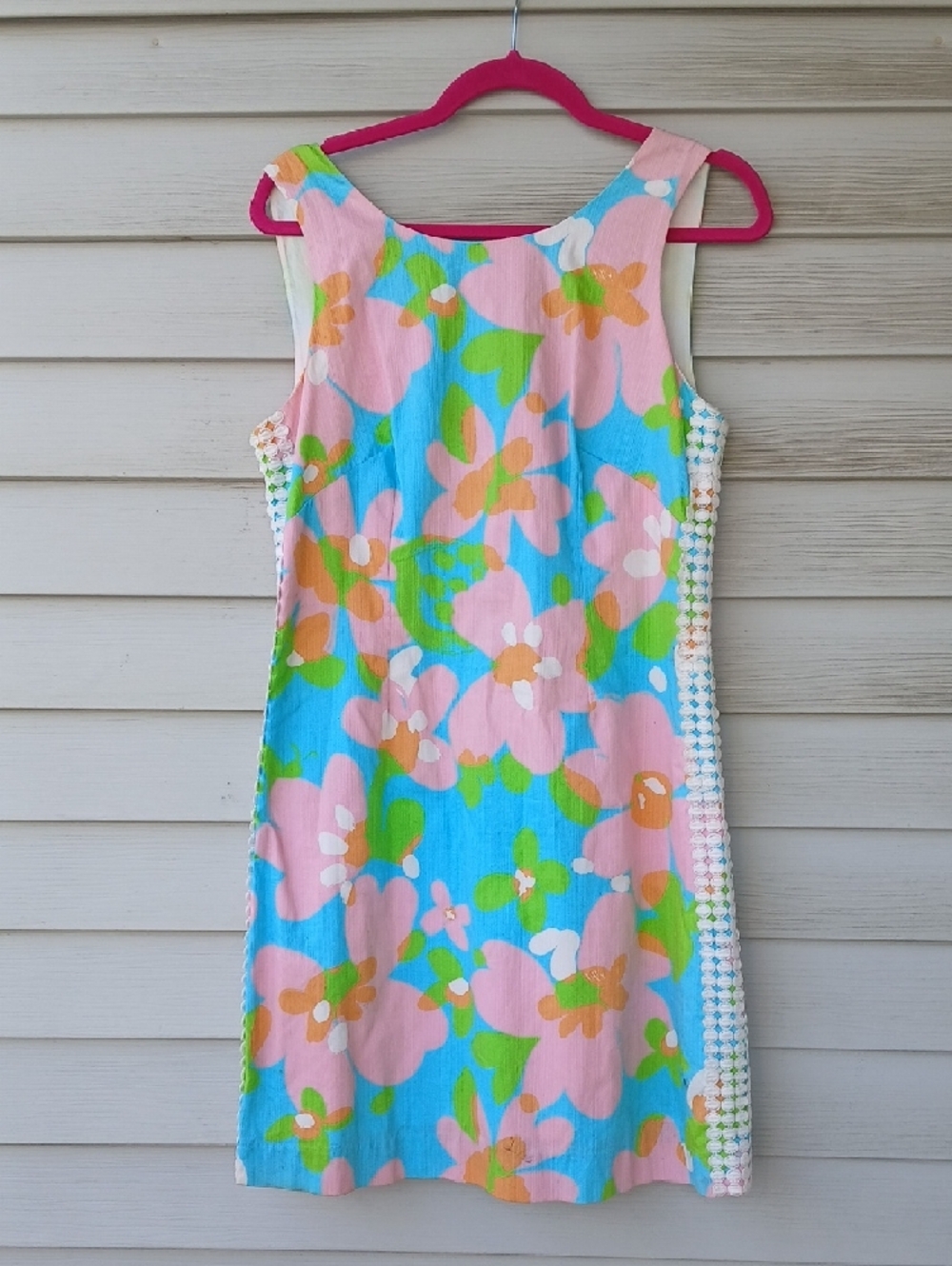 Lilly Pulitzer Pastel Blue Floral Shift Dress, 100% Cotton - Picture 2 of 6